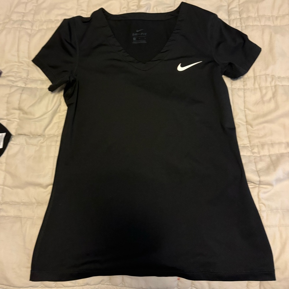 Nike Black V-Neck Short Sleeve Dri-FIT Tee